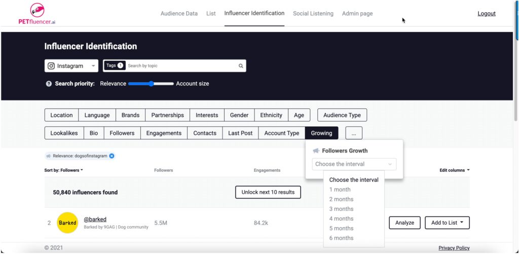 platform growth follower